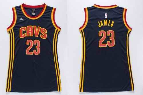 Cavaliers #23 LeBron James Navy Blue Women's Dress Stitched NBA Jersey