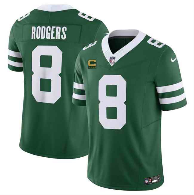 Men's New York Jets #8 Aaron Rodgers Green 2024 F.U.S.E. With 4-Star C Patch Vapor Limited Stitched Jersey