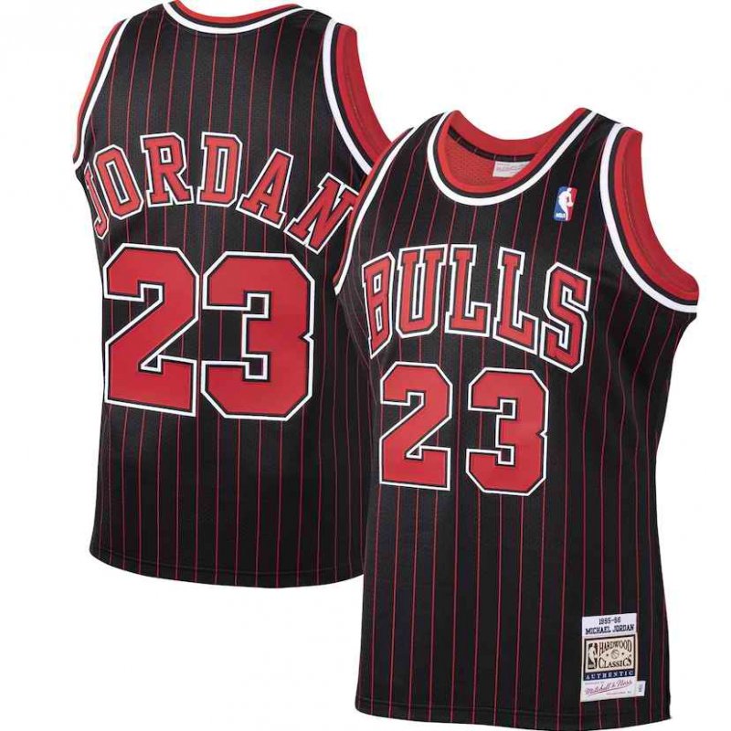 Men's Chicago Bulls #23 Michael Jordan Black Mitchell & Ness Hardwood Classics 1995-96 Stitched Jersey