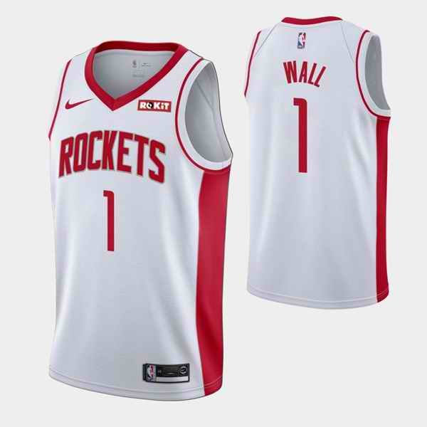 Men's Houston Rockets #1 John Wall White Stitched Basketball Jersey