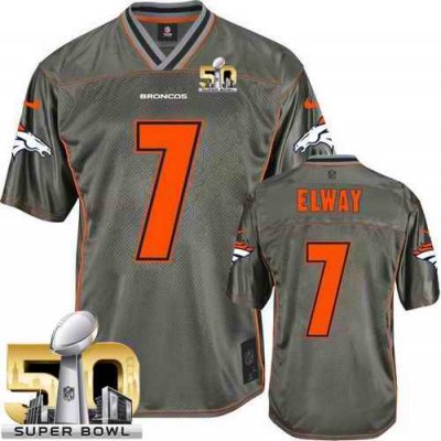 Nike Broncos #7 John Elway Grey Super Bowl 50 Men's Stitched NFL Elite Vapor Jersey