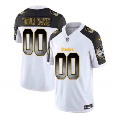 Men's Pittsburgh Steelers Active Player Custom White/Black 2023 F.U.S.E. Smoke Vapor Untouchable Limited Stitched Jersey