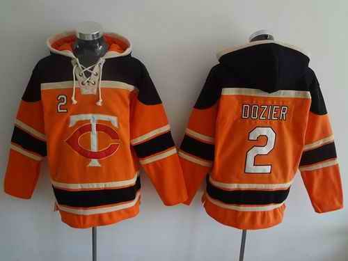 Twins #2 Brian Dozier Orange Sawyer Hooded Sweatshirt MLB Hoodie