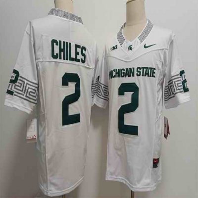 Men's Michigan State Spartans #2 Aidan Chiles White F.U.S.E.  Stitched Football Jersey