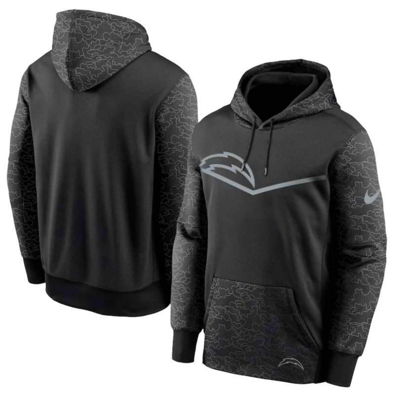 Men's Los Angeles Chargers Black Reflective Therma Hoodie