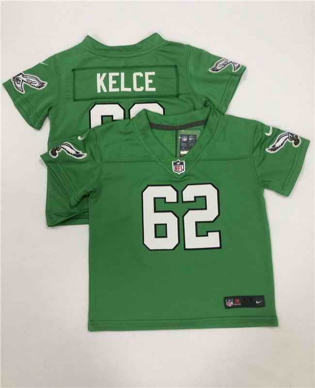 Toddlers Philadelphia Eagles #62 Jason Kelce Green Vapor Throwback Stitched Football Jersey