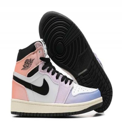 Women's Running Weapon Air Jordan 1 WhitePink/Blue Shoes 0284