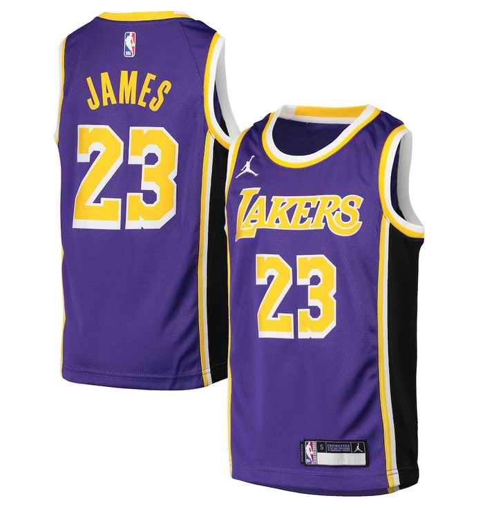 Men's Los Angeles Lakers #23 LeBron James  Purple  2020/21 Swingman Statement Edition Stitched Jersey