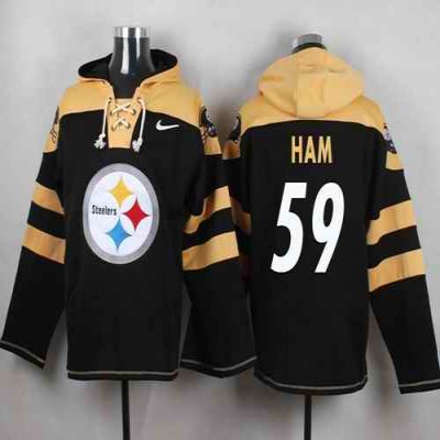 Nike Steelers #59 Jack Ham Black Player Pullover NFL Hoodie