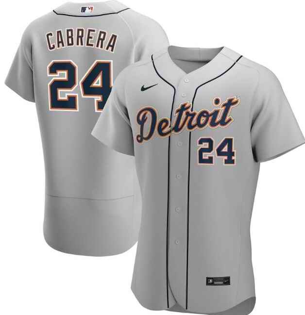 Men's Detroit Tigers #24 Miguel Cabrera Grey Flex Base Stitched Jersey