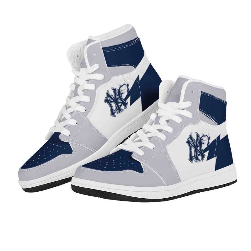 Women's New York Yankees High Top Leather AJ1 Sneakers 001