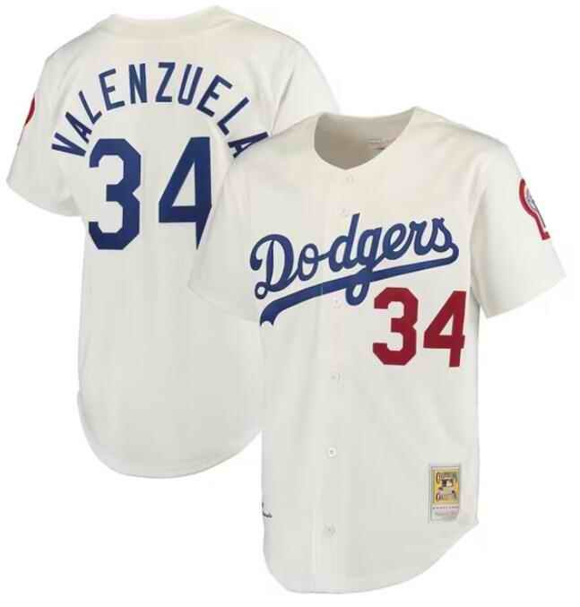 Men's Los Angeles Dodgers Customized Cream Mitchell & Ness Stitched Baseball Jersey