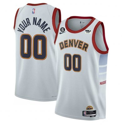 Denver Nuggets Customized White 2022/23 Icon Edition With NO.6 Patch Stitched Jersey