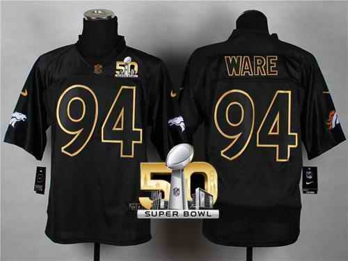 Nike Broncos #94 DeMarcus Ware Black Gold No. Fashion Super Bowl 50 Men's Stitched NFL Elite Jersey