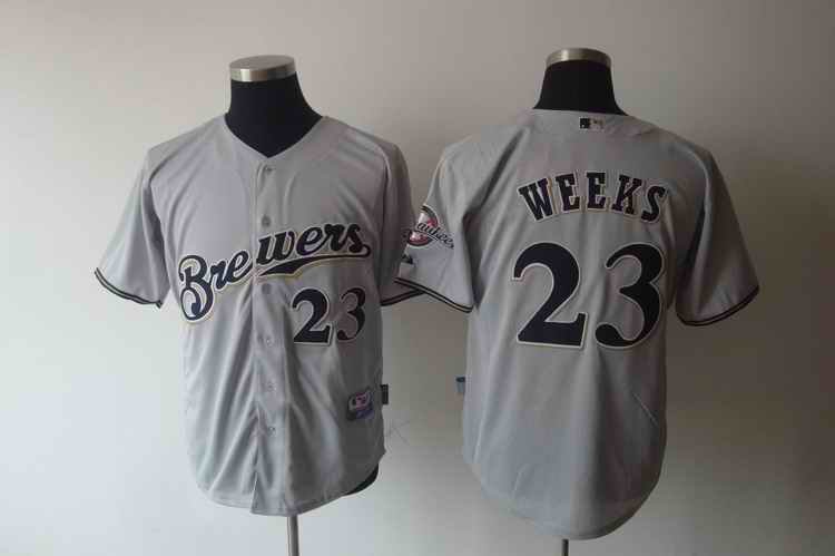 Brewers #23 Rickie Weeks Stitched Grey MLB Jersey