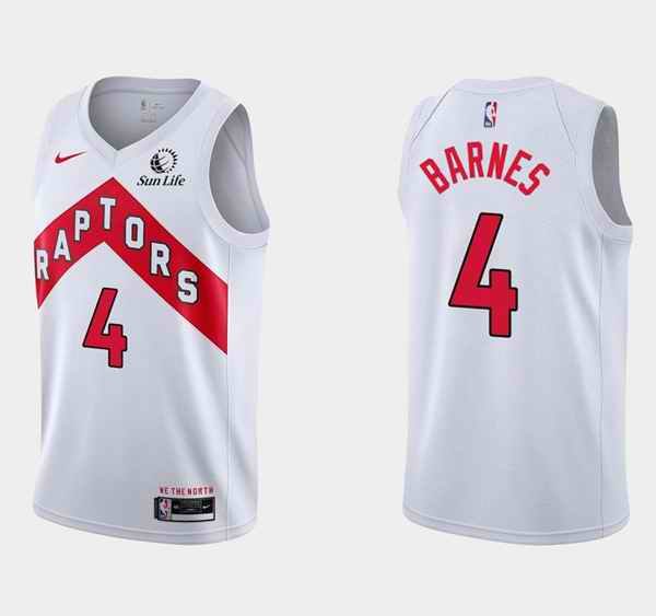 Men's Toronto Raptors #4 Scottie Barnes White Association Edition Stitched Basketball Jersey