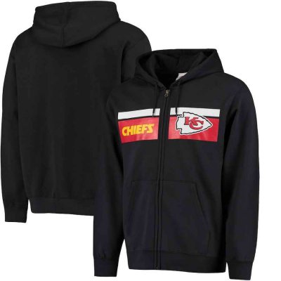 Men's Kansas City Chiefs Black Majestic Touchback Full-Zip NFL Hoodie