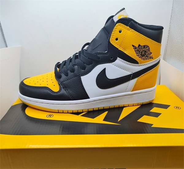 Women's Running Weapon Air Jordan 1 Yellow/Black/White Shoes 0206