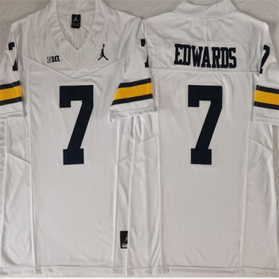 Men's Michigan Wolverines #7 Donovan Edwards 2023 F.U.S.E. White Stitched Jersey