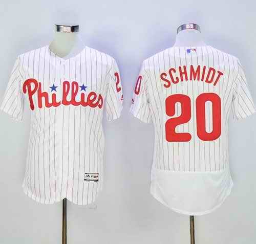 Phillies #20 Mike Schmidt White(Red Strip) Flexbase Authentic Collection Stitched MLB Jersey