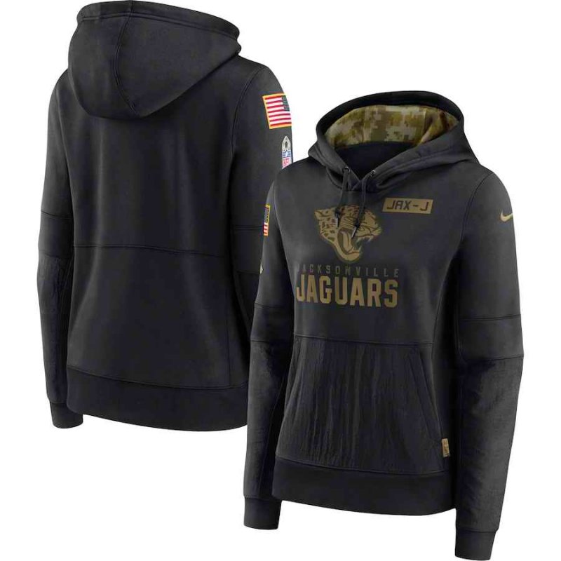 Women's Jacksonville Jaguars 2020 Black Salute to Service Sideline Performance Pullover Hoodie (Run Small)