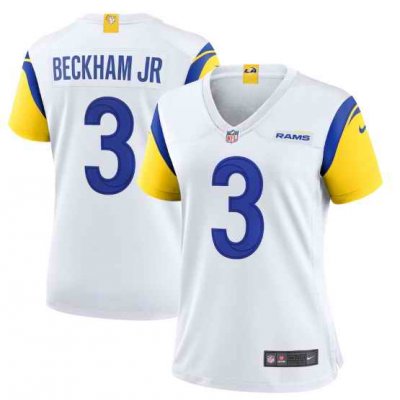 Women's Los Angeles Rams #3 Odell Beckham Jr. White Vapor Untouchable Limited Stitched Jersey(Run Small)