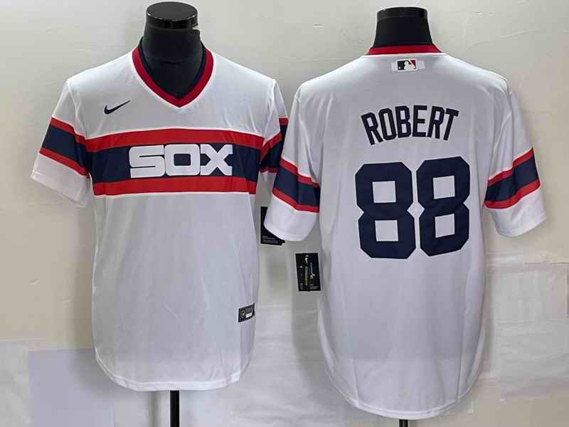 Men's Chicago White Sox #88 Luis Robert White Cool Base Stitched Jersey