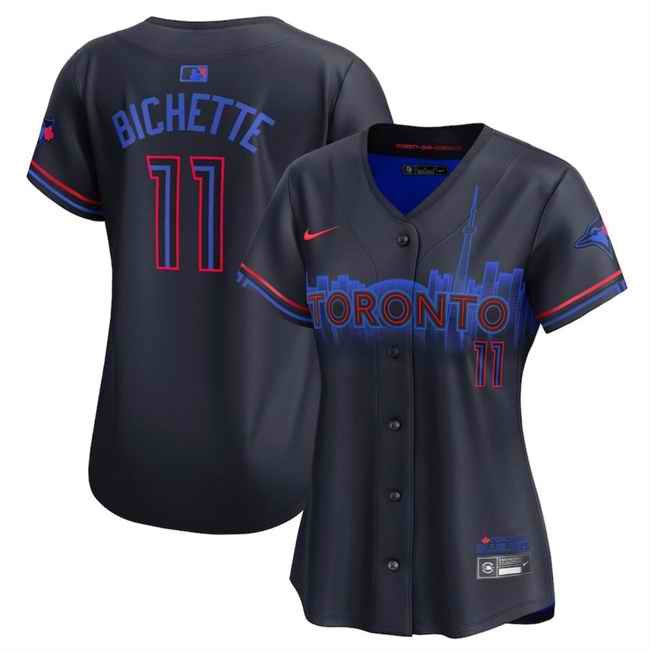 Women's Toronto Blue Jays #11 Bo Bichette Navy 2024 City Connect Limited Stitched Baseball Jersey(Run Small)