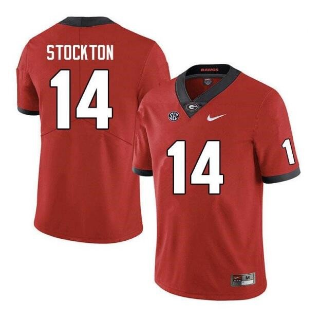 Men's Georgia Bulldogs #14 Gunner Stockton Red Stitched Football Jersey