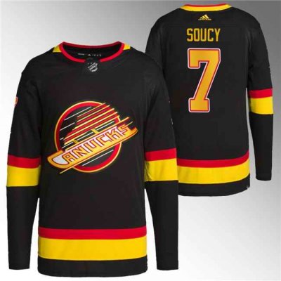 Men's Vancouver Canucks #7 Carson Soucy Black Retro Stitched Jersey