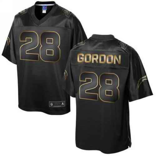 Nike Chargers #28 Melvin Gordon Pro Line Black Gold Collection Men's Stitched NFL Game Jersey