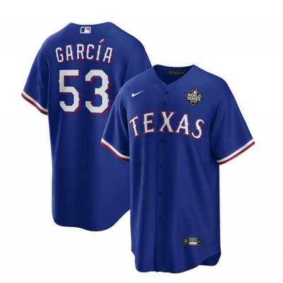 Men's Texas Rangers #53 Adolis Garc'a Royal 2023 World Series Stitched Baseball  Jersey