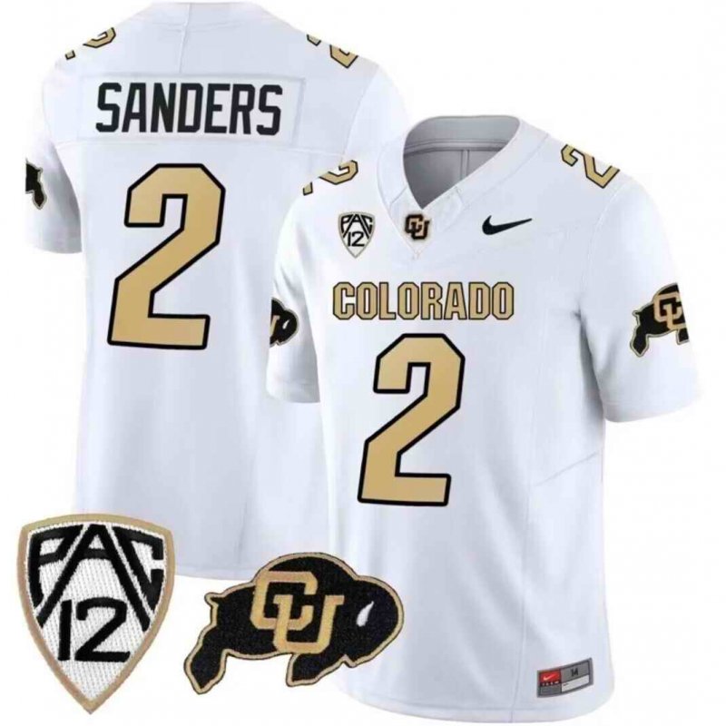 Men's Colorado Buffaloes #2 Shedeur Sanders White 2023 F.U.S.E. Stitched Football Jersey