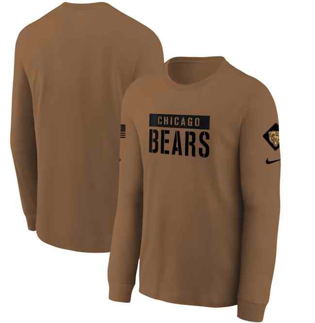 Youth Chicago Bears 2023 Brown Salute To Service Long Sleeve T-Shirt