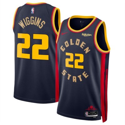 Men's Golden State Warriors #22 Andrew Wiggins Navy 2024/25 City Edition Stitched Basketball Jersey