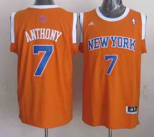 Revolution 30 Knicks #7 Carmelo Anthony New Orange Alternate Stitched NBA Jersey