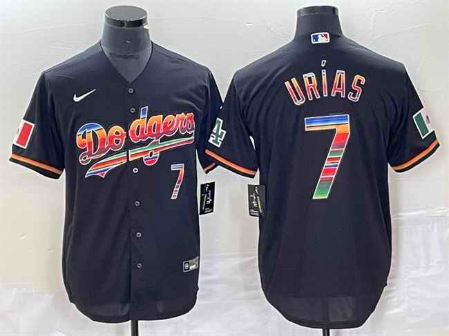 Men's Los Angeles Dodgers #7 Julio Ur'as Black Mexico Cool Base Stitched Jersey