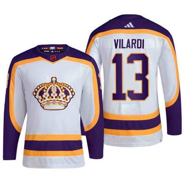 Men's Los Angeles Kings #13 Gabriel Vilardi White 2022 Reverse Retro Stitched Jersey