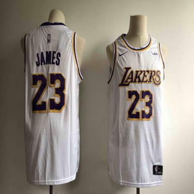 Men's Los Angeles Lakers #23 LeBron James White 2018/19 Association Edition Swingman Stitched NBA Jersey