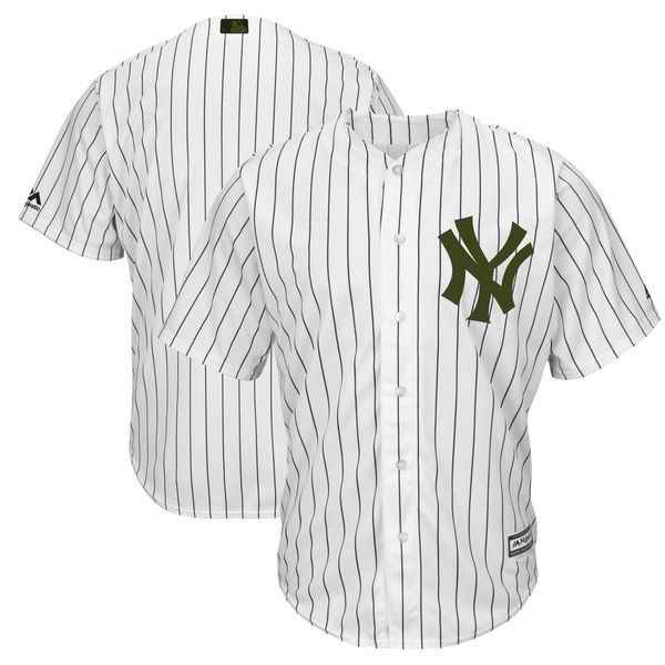 Men's MLB New York Yankees White Majestic 2018 Memorial Day Authentic Collection Flex Base Stitched Jersey