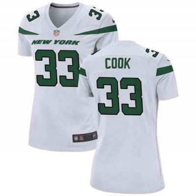 Women's New York Jets #33 Dalvin Cook White Stitched Football Jersey(Run Small)