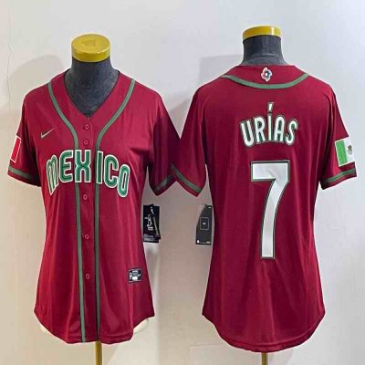 Youth Mexico Baseball #7 Julio Ur'as 2023 Red World Baseball Classic Stitched Jersey