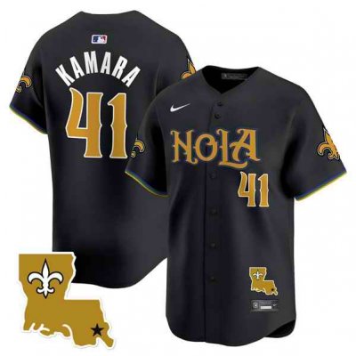 Men's New Orleans Saints #41 Alvin Kamara Black Cool Base Stitched Baseball Jersey