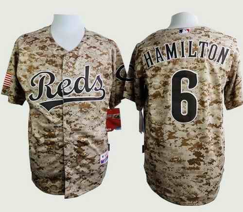 Reds #6 Billy Hamilton Camo Alternate Cool Base Stitched MLB Jersey