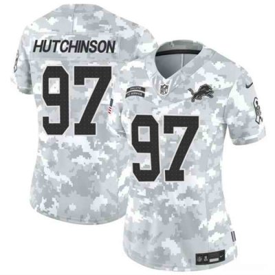 Women's Detroit Lions #97 Aidan Hutchinson 2024 F.U.S.E Arctic Camo Salute to Service Limited Stitched Jersey(Run Small)