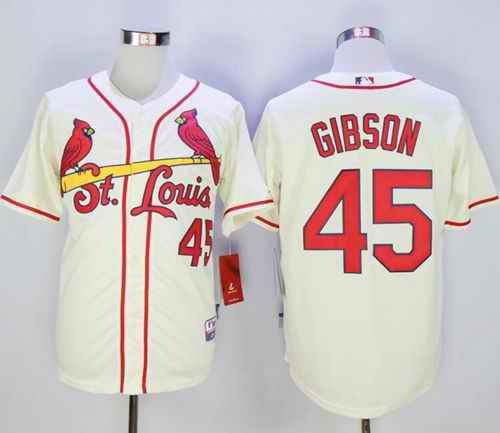 Cardinals #45 Bob Gibson Cream Cool Base Stitched MLB Jersey