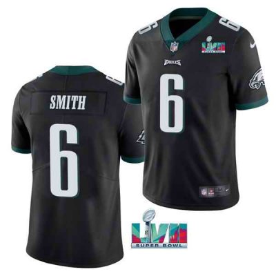 Youth Philadelphia Eagles #6 DeVonta Smith Black Super Bowl LVII Patch Vapor Untouchable Limited Stitched Football Jersey