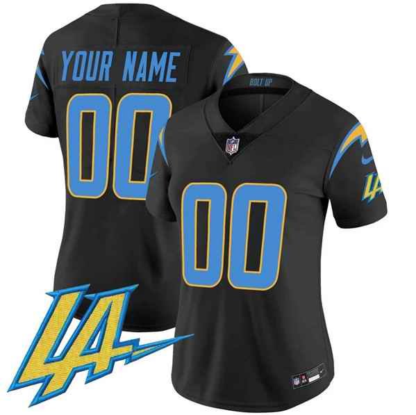 Women's Los Angeles Chargers Customized Black 2024  V2 Limited Stitched Football Jersey(Run Small)