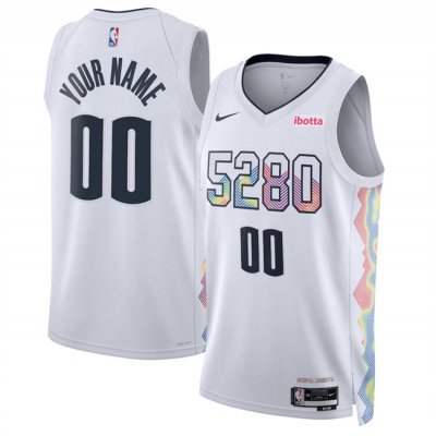 Men's Denver Nuggets Active Player Custom White 2024/25 City Edition Stitched Basketball Jersey