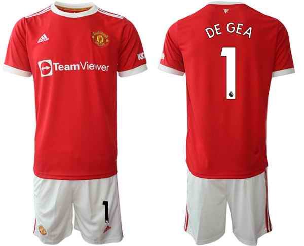 Men's Manchester United #1 David de Gea Red Home Soccer Jersey Suit